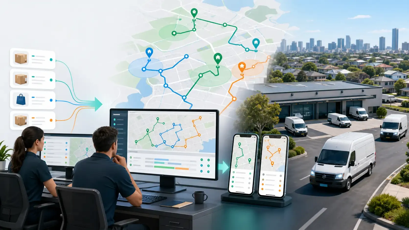 Australian courier dispatch team turning daily orders into optimized routes and driver-ready delivery work.