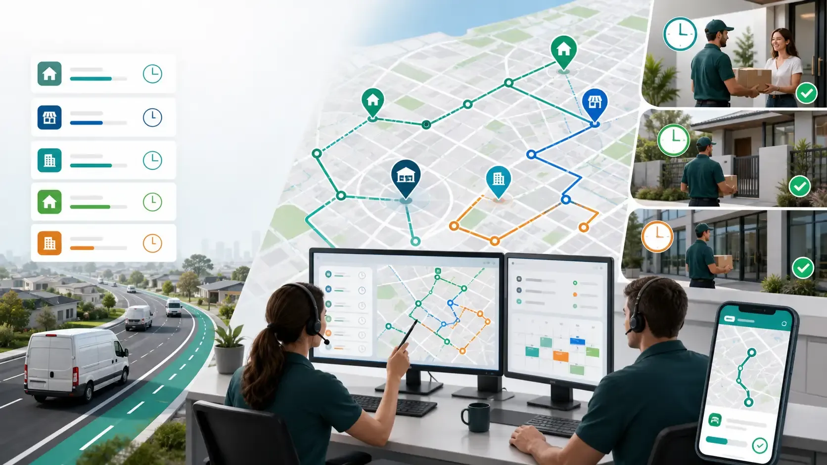 Australian dispatch team planning delivery routes around customer time windows and live route progress.
