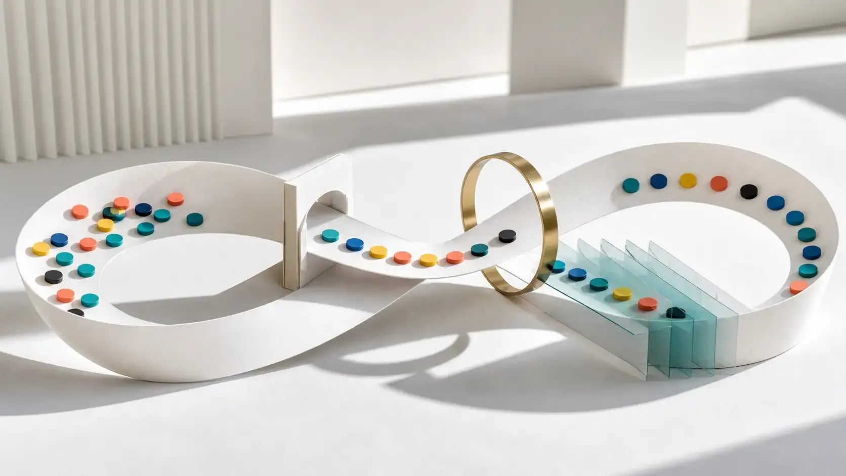 Continuous infinity-shaped delivery workflow moving missions through planning, dispatch, measurement and operational learning.