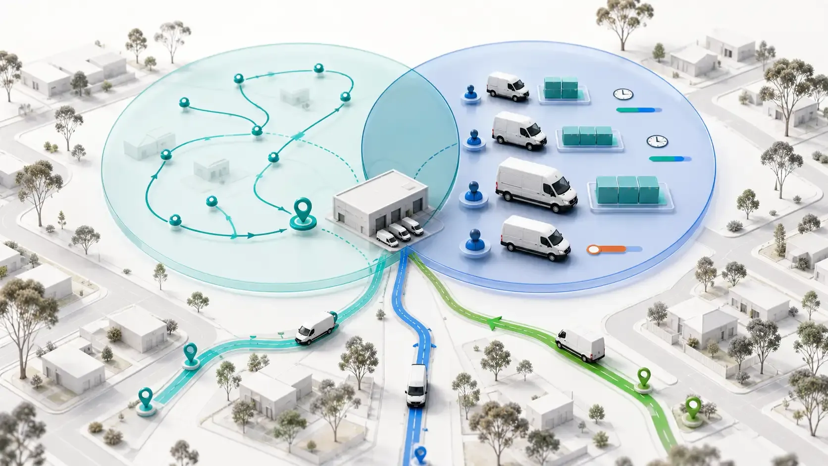 Australian delivery operation connecting optimized routes with vehicle capacity, driver availability and fleet working hours.