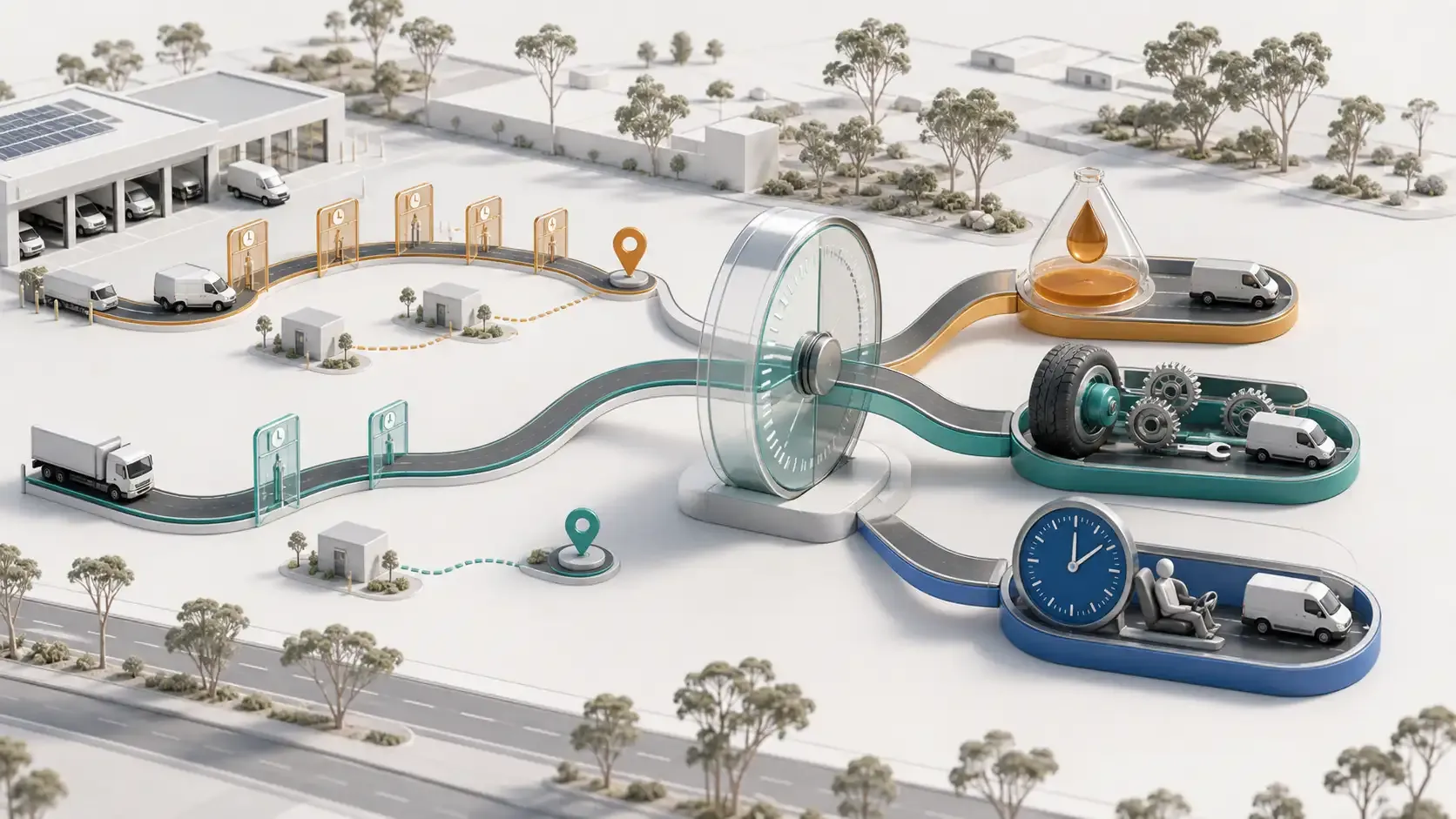 Australian delivery fleet measuring how route kilometres contribute separately to fuel use, vehicle maintenance and driver working time.